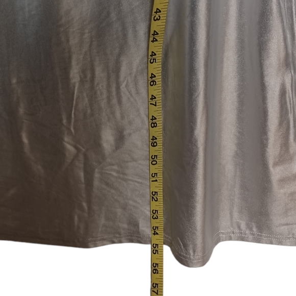 PRETTY LITTLE THING Metallic Silver Slinky Bandeau Stretchy Maxi Dress 10 NWT - Picture 7 of 12